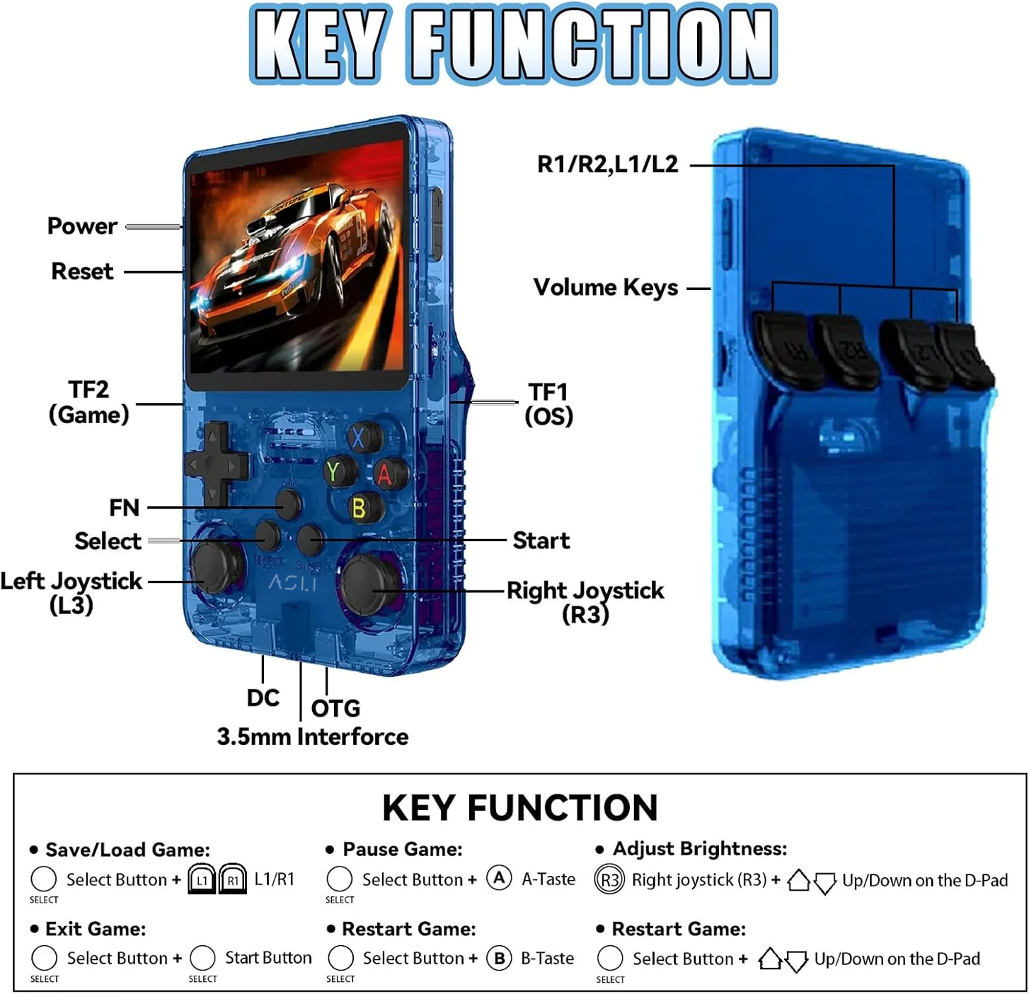 Asli Global Xretro Engine 3.5 Xretro Handheld Game Console With Linux System 128GB | Blue Asli Global Xretro Engine 3.5 Xretro Handheld Game Console With Linux System 128GB | Blue